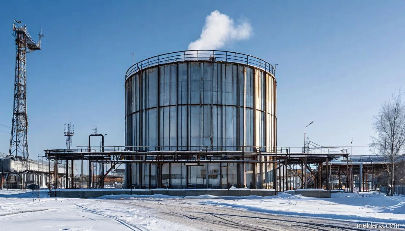 Защитная сетчатая конструкция ЗАСЛОН над резервуаром РВС нефтебазы